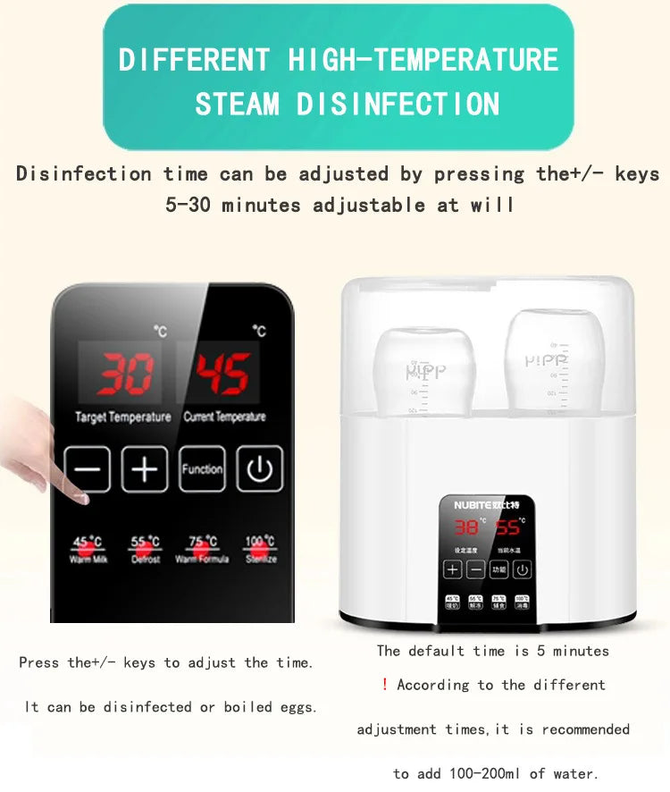2-Bottle Multifuntion Baby Feeding Bottle Warmer Milk Warmer Fast Heater Sterilizer Accurate Temperature Control Mother-kids