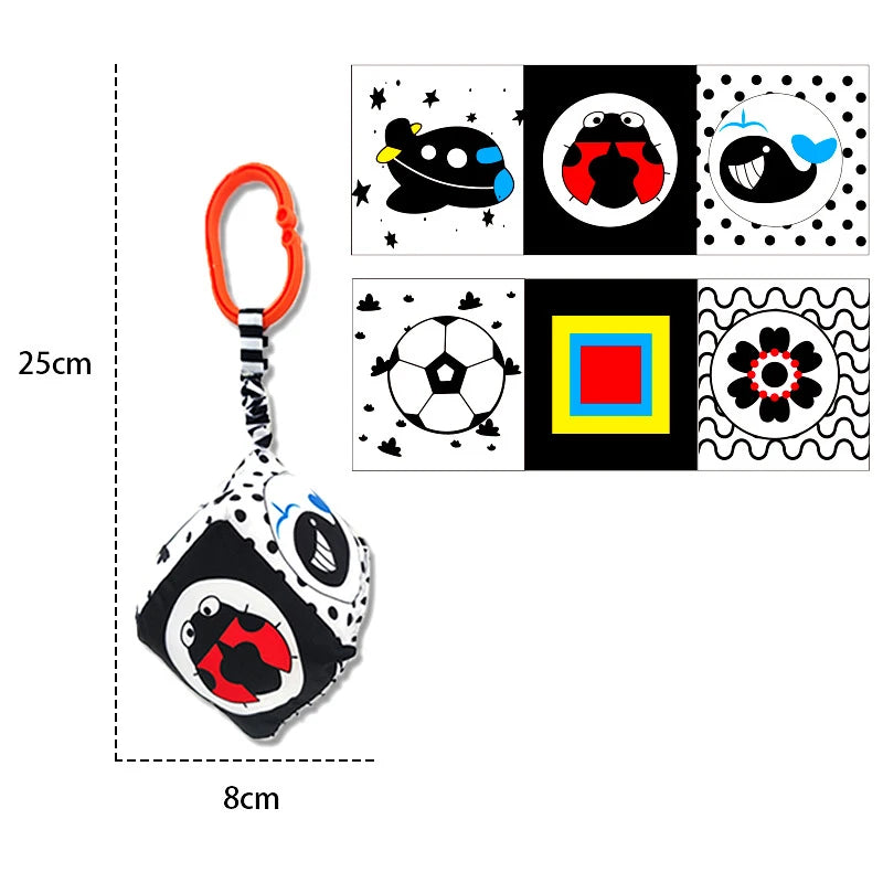 Baby Education Sensory Cloth Book Newborn Babies Visual Stimulation Book Montessori Baby Black White Colorful Animal Cloth Book