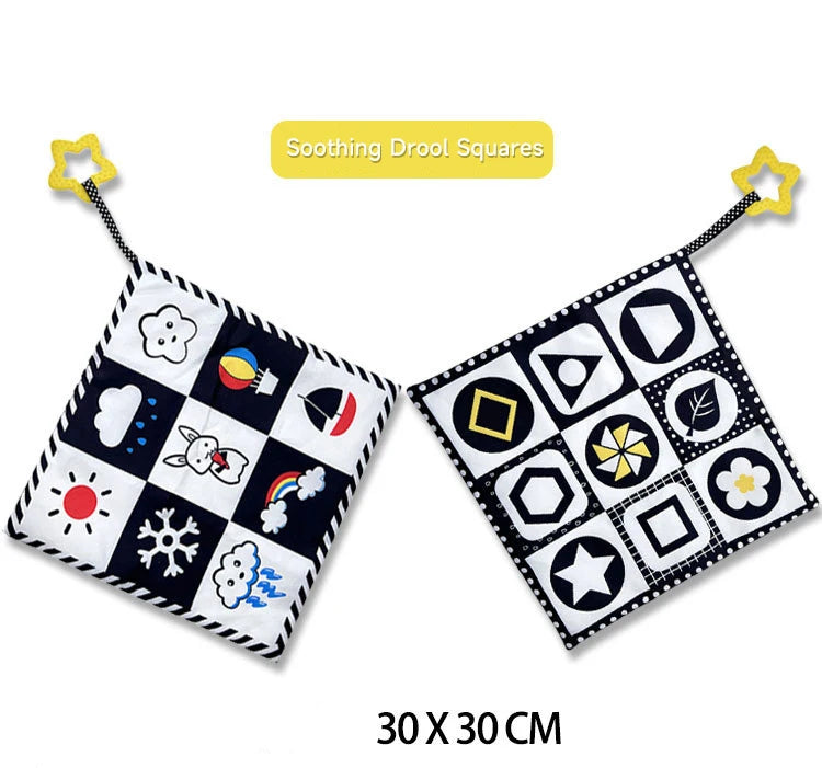 Baby Education Sensory Cloth Book Newborn Babies Visual Stimulation Book Montessori Baby Black White Colorful Animal Cloth Book