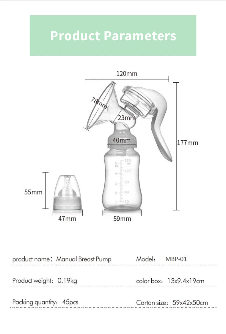 Breast Pump for Baby Feeding Manual Breast Pump Suction Small Comfortable Safe Maternity Hand Breast Pump Milk Collector Catcher