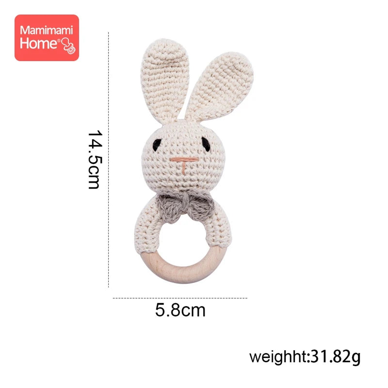 1Pc Baby Teether Wooden Crochet Rattle Toy BPA Free Wood Rodent Rabbit Rattle Baby Mobile Play Gym Newborn Educational Toy Gifts