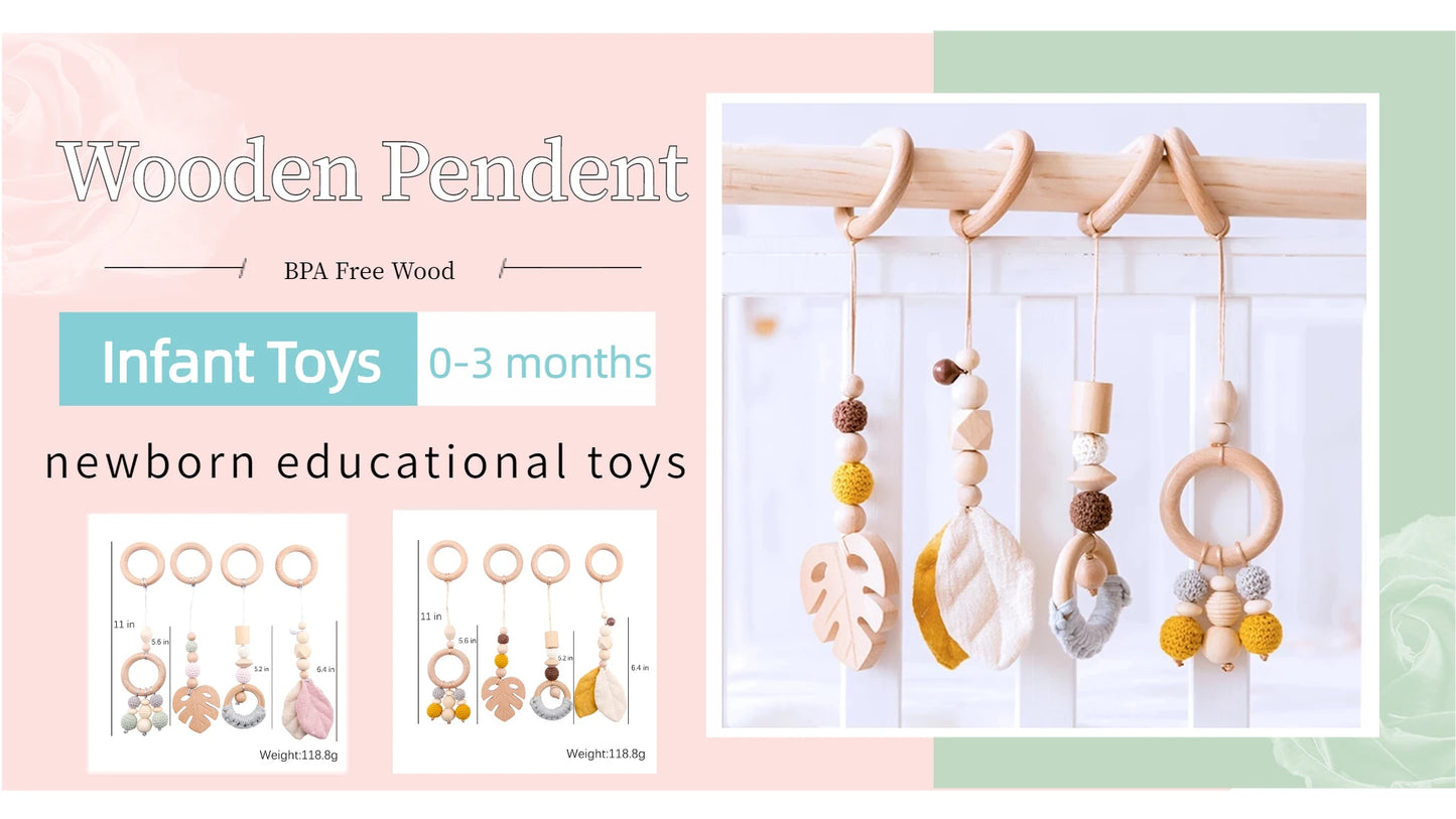 1Pc Baby Teether Wooden Crochet Rattle Toy BPA Free Wood Rodent Rabbit Rattle Baby Mobile Play Gym Newborn Educational Toy Gifts