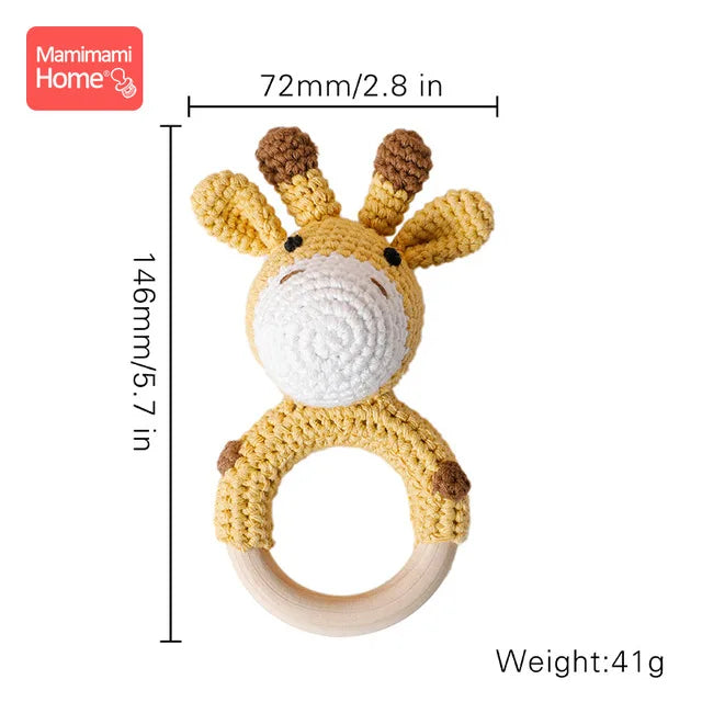 1Pc Baby Teether Wooden Crochet Rattle Toy BPA Free Wood Rodent Rabbit Rattle Baby Mobile Play Gym Newborn Educational Toy Gifts