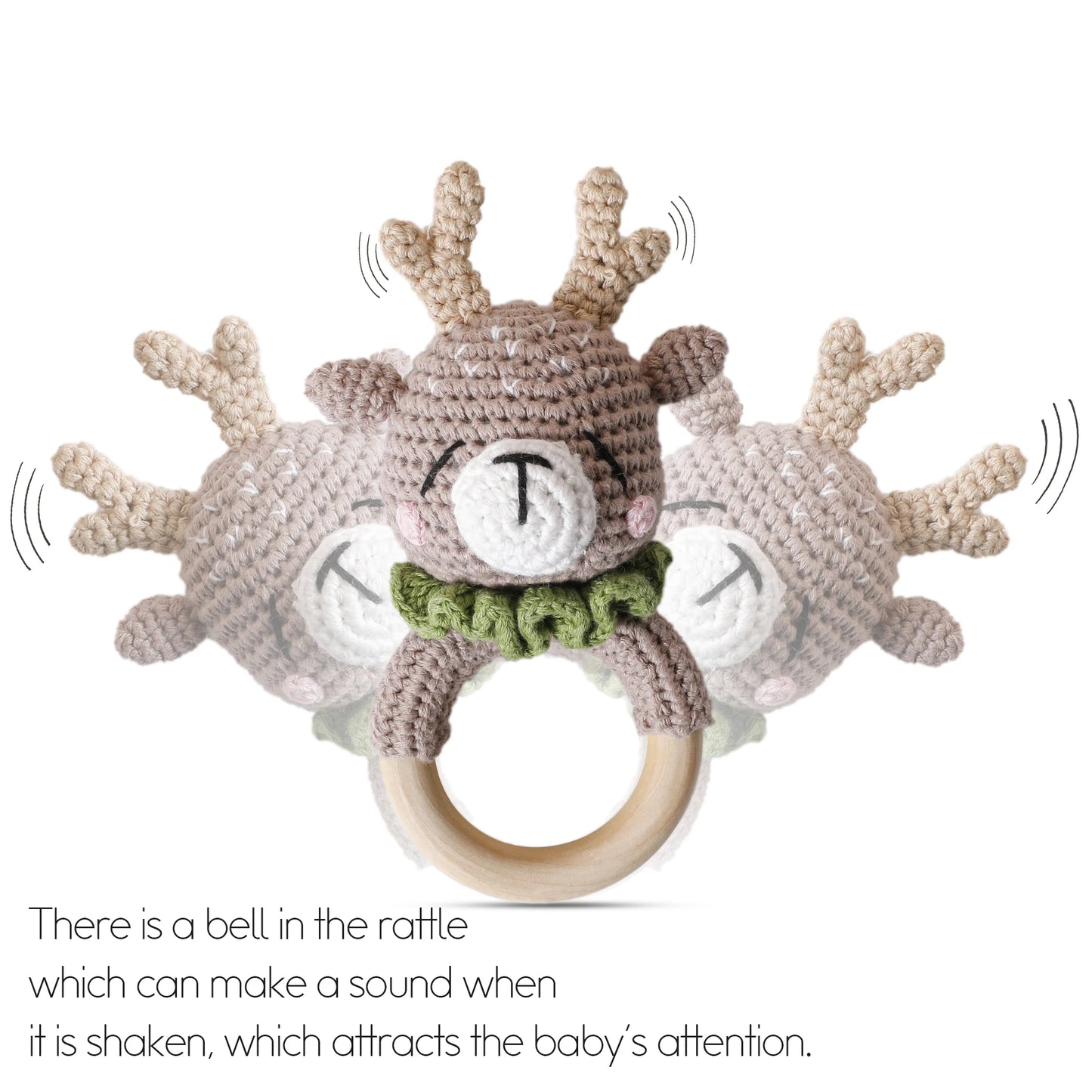 1Pc Baby Teether Wooden Crochet Rattle Toy BPA Free Wood Rodent Rabbit Rattle Baby Mobile Play Gym Newborn Educational Toy Gifts
