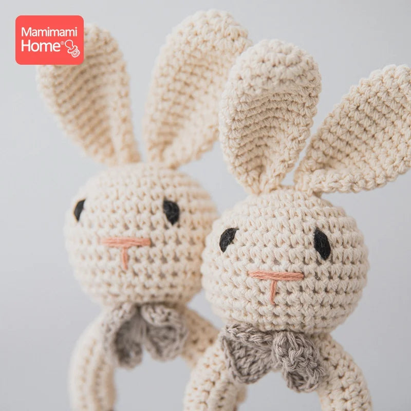 1Pc Baby Teether Wooden Crochet Rattle Toy BPA Free Wood Rodent Rabbit Rattle Baby Mobile Play Gym Newborn Educational Toy Gifts