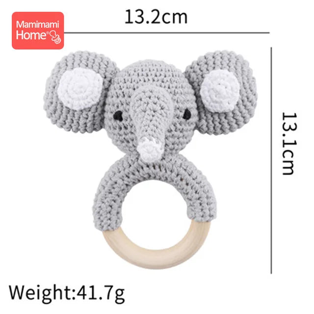1Pc Baby Teether Wooden Crochet Rattle Toy BPA Free Wood Rodent Rabbit Rattle Baby Mobile Play Gym Newborn Educational Toy Gifts