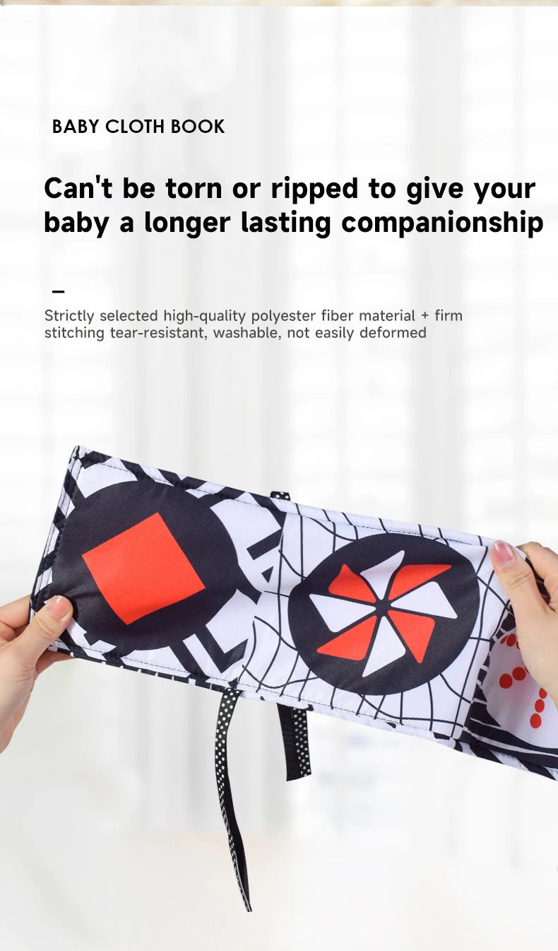 Baby Education Sensory Cloth Book Newborn Babies Visual Stimulation Book Montessori Baby Black White Colorful Animal Cloth Book