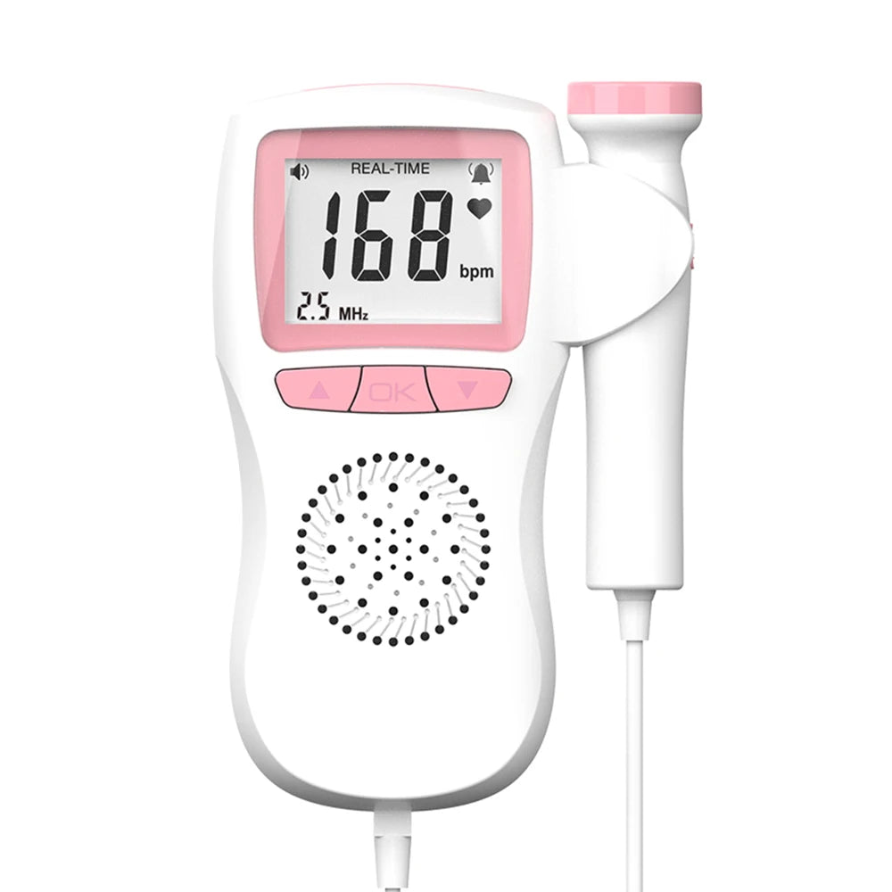 3MHz Ultrasound Baby Heart Rate Detector Pregnant Ultrasonic Baby Heartbeat Monitor Fetal Monitor Doppler Stethoscope