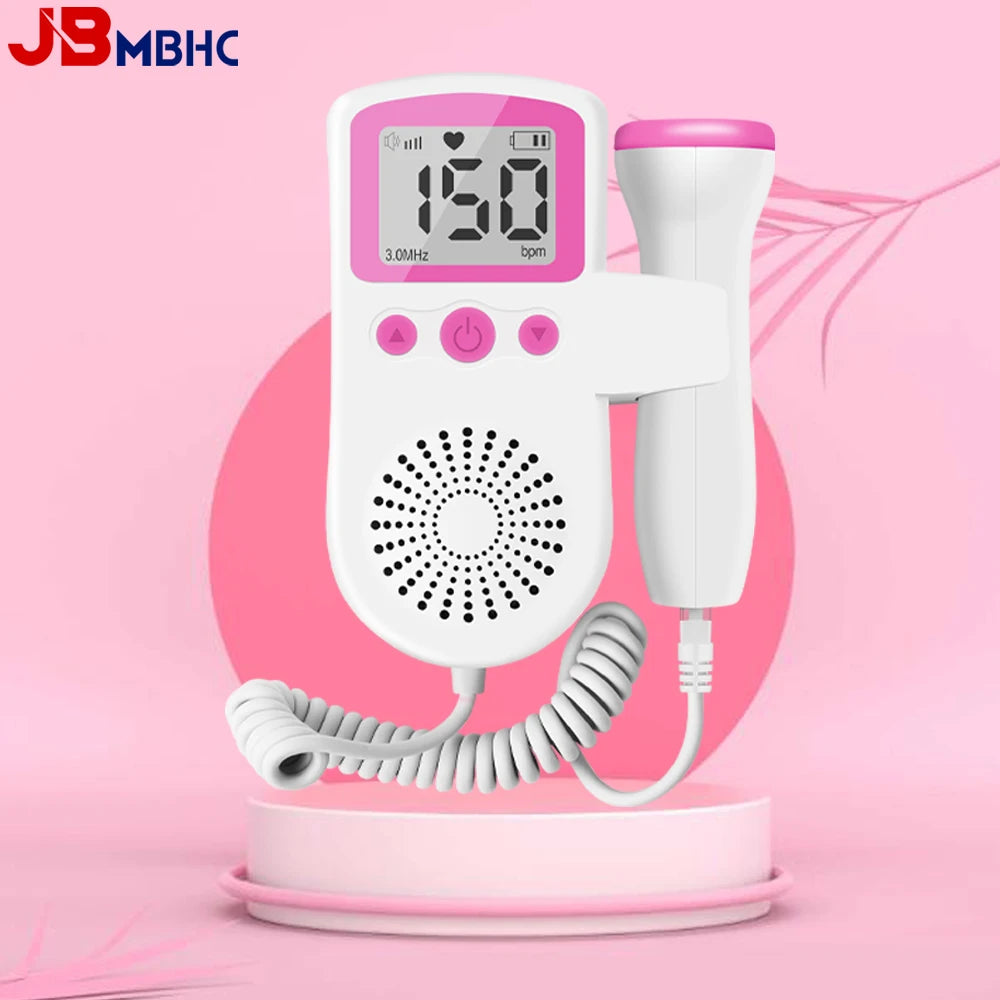 3MHz Ultrasound Baby Heart Rate Detector Pregnant Ultrasonic Baby Heartbeat Monitor Fetal Monitor Doppler Stethoscope