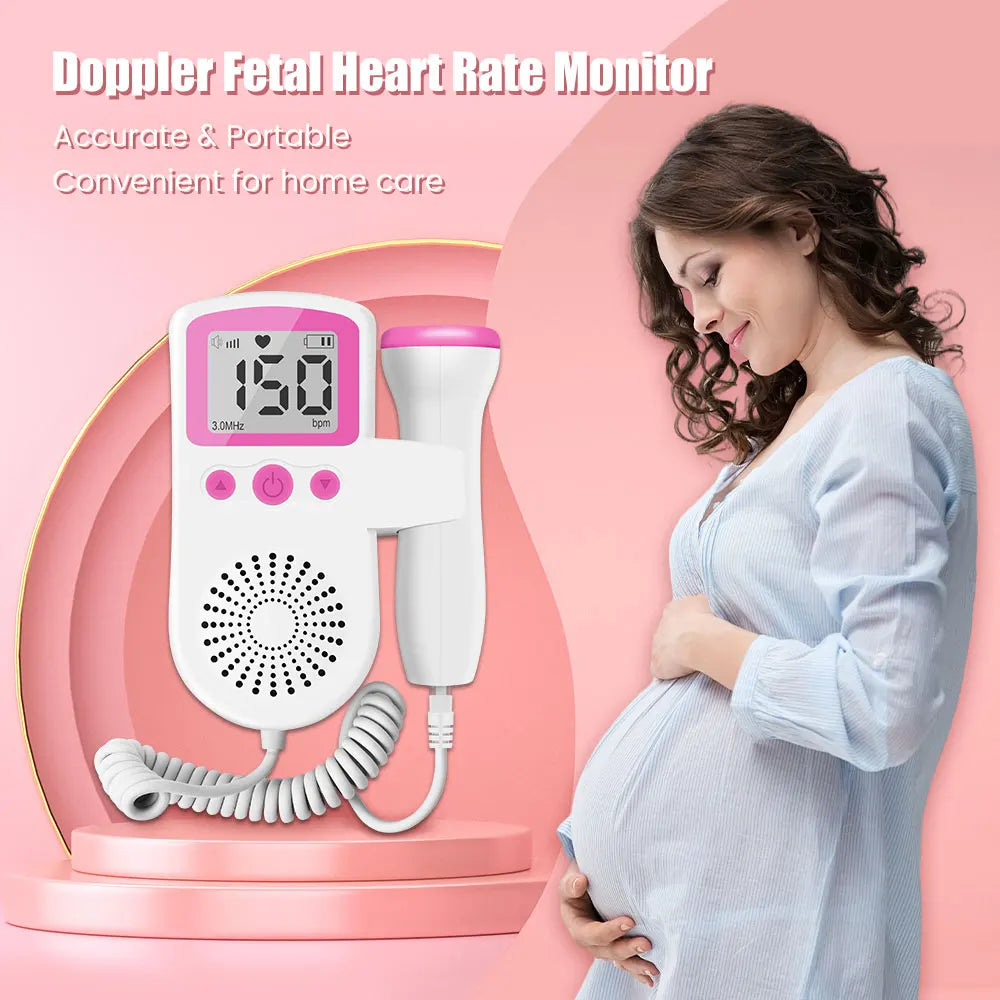 3MHz Ultrasound Baby Heart Rate Detector Pregnant Ultrasonic Baby Heartbeat Monitor Fetal Monitor Doppler Stethoscope