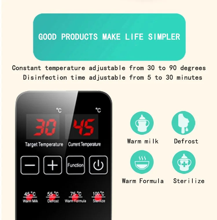 2-Bottle Multifuntion Baby Feeding Bottle Warmer Milk Warmer Fast Heater Sterilizer Accurate Temperature Control Mother-kids