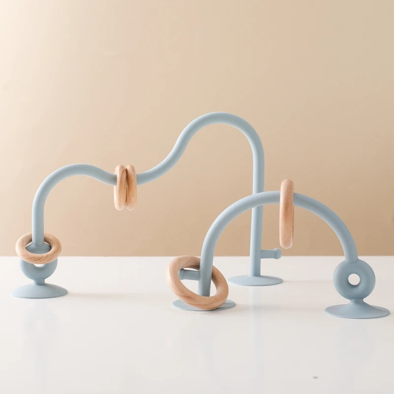 Baby Toy Silicone Educational Toys Infant Montessori Toy Teething Track Maze Wooden Roller Coaster Bead Baby Accessory Teether