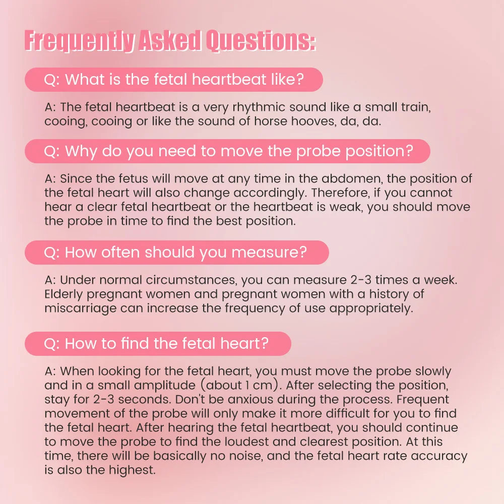 3MHz Ultrasound Baby Heart Rate Detector Pregnant Ultrasonic Baby Heartbeat Monitor Fetal Monitor Doppler Stethoscope