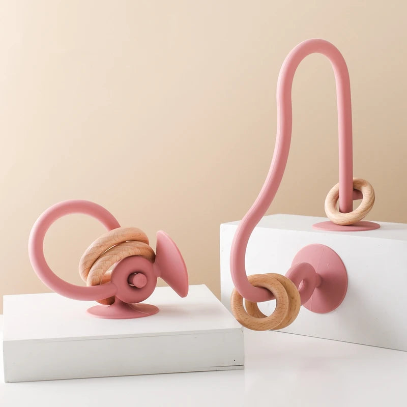Baby Toy Silicone Educational Toys Infant Montessori Toy Teething Track Maze Wooden Roller Coaster Bead Baby Accessory Teether