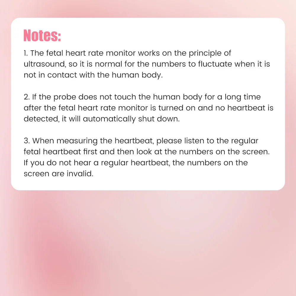 3MHz Ultrasound Baby Heart Rate Detector Pregnant Ultrasonic Baby Heartbeat Monitor Fetal Monitor Doppler Stethoscope